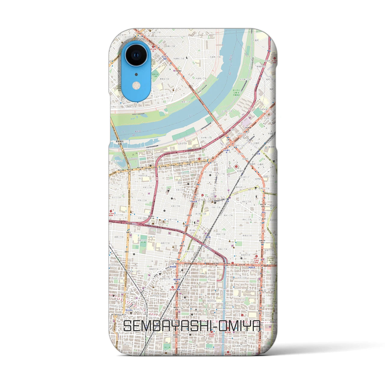 【千林大宮(大阪府)】地図柄iPhoneケース(バックカバータイプ)