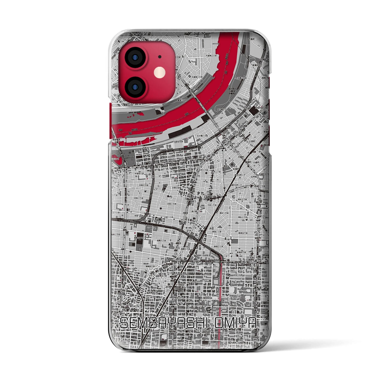 【千林大宮(大阪府)】地図柄iPhoneケース(クリアタイプ)