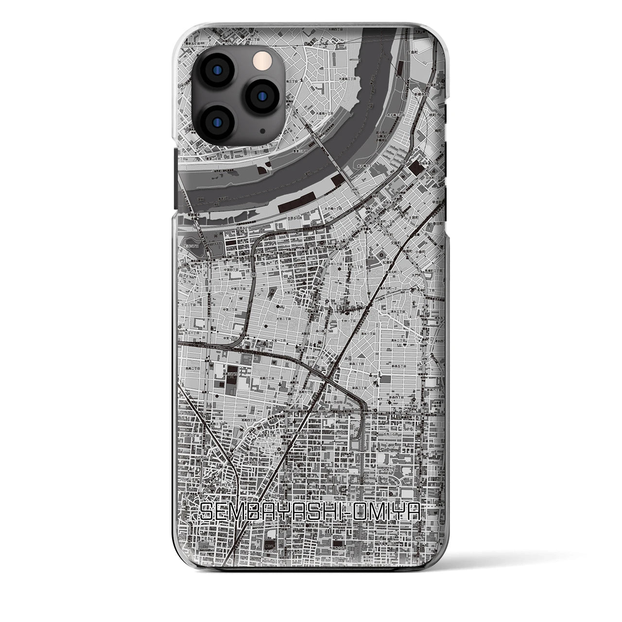 【千林大宮(大阪府)】地図柄iPhoneケース(クリアタイプ)