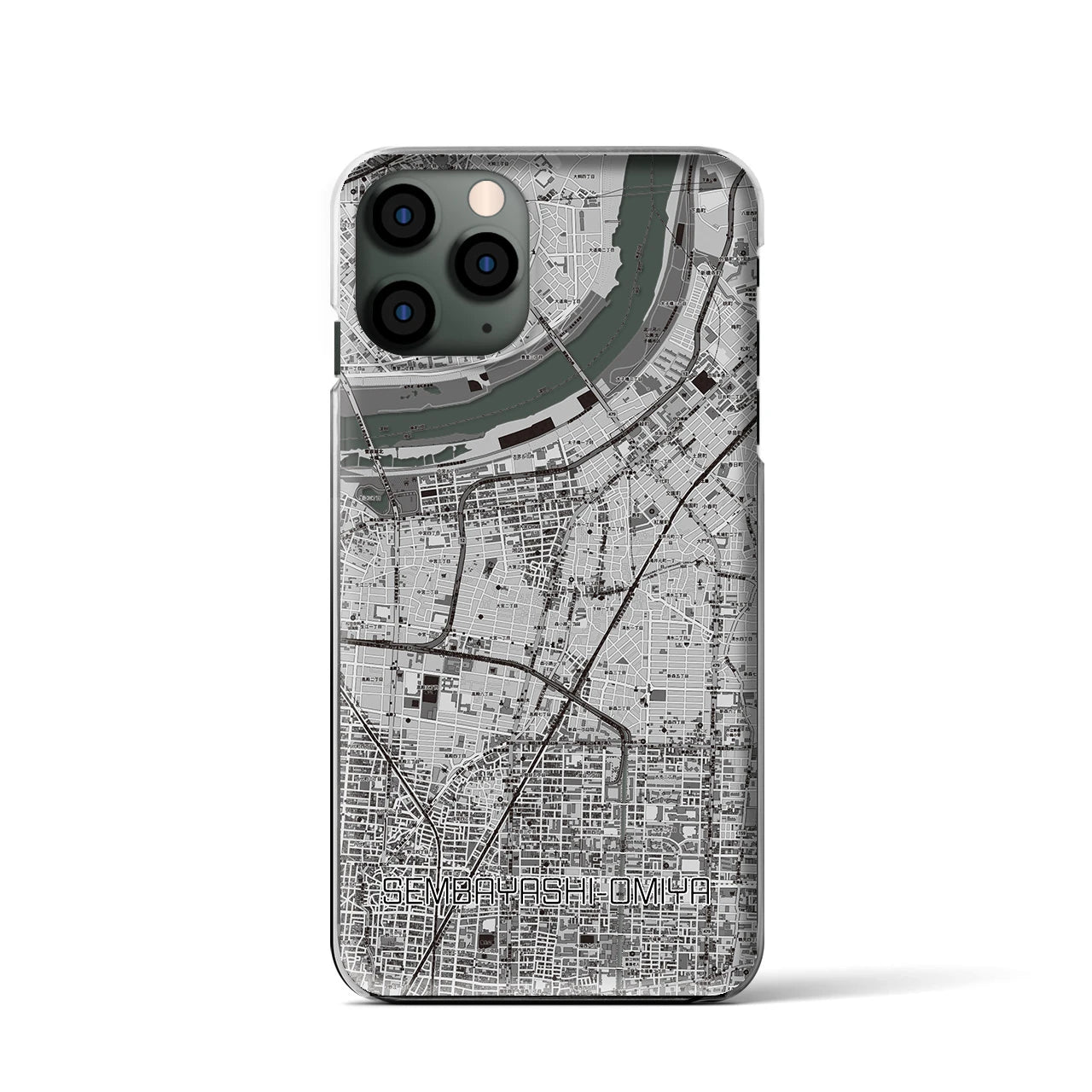 【千林大宮(大阪府)】地図柄iPhoneケース(クリアタイプ)