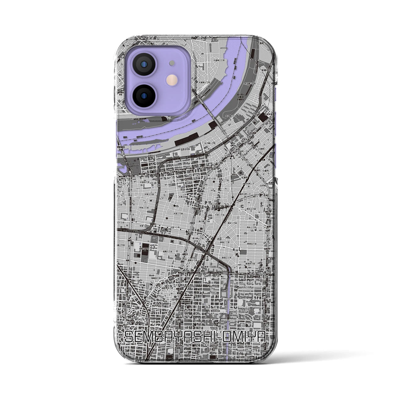 【千林大宮(大阪府)】地図柄iPhoneケース(クリアタイプ)