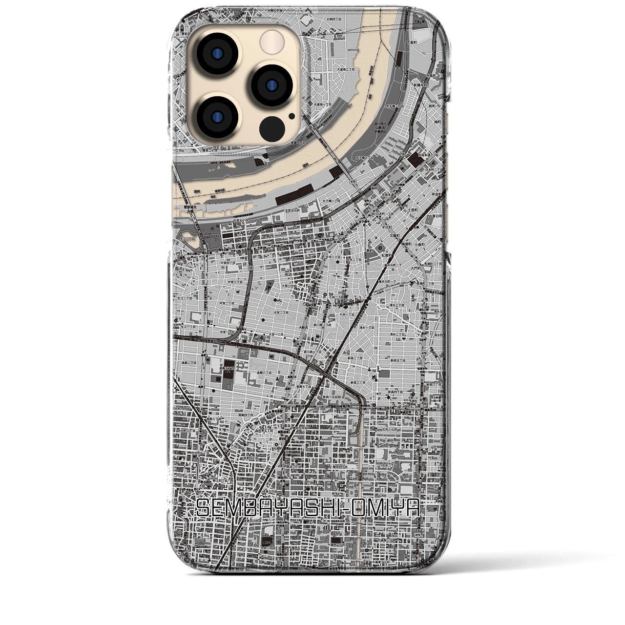 【千林大宮(大阪府)】地図柄iPhoneケース(クリアタイプ)