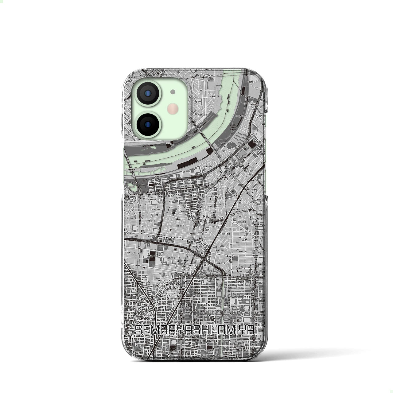 【千林大宮(大阪府)】地図柄iPhoneケース(クリアタイプ)