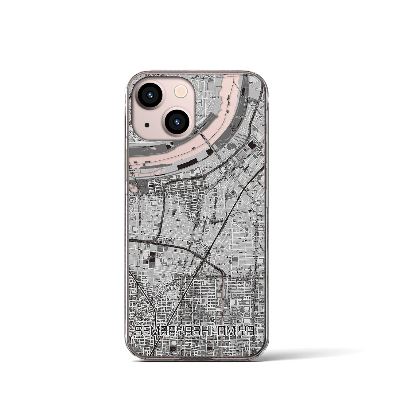 【千林大宮(大阪府)】地図柄iPhoneケース(クリアタイプ)