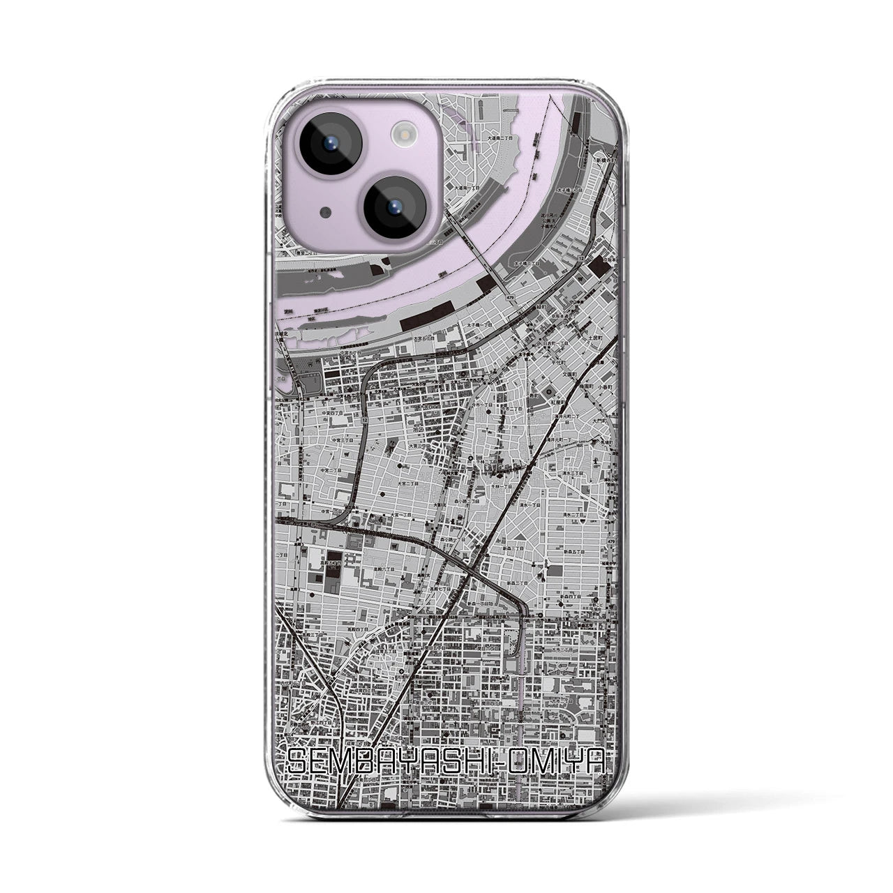 【千林大宮(大阪府)】地図柄iPhoneケース(クリアタイプ)