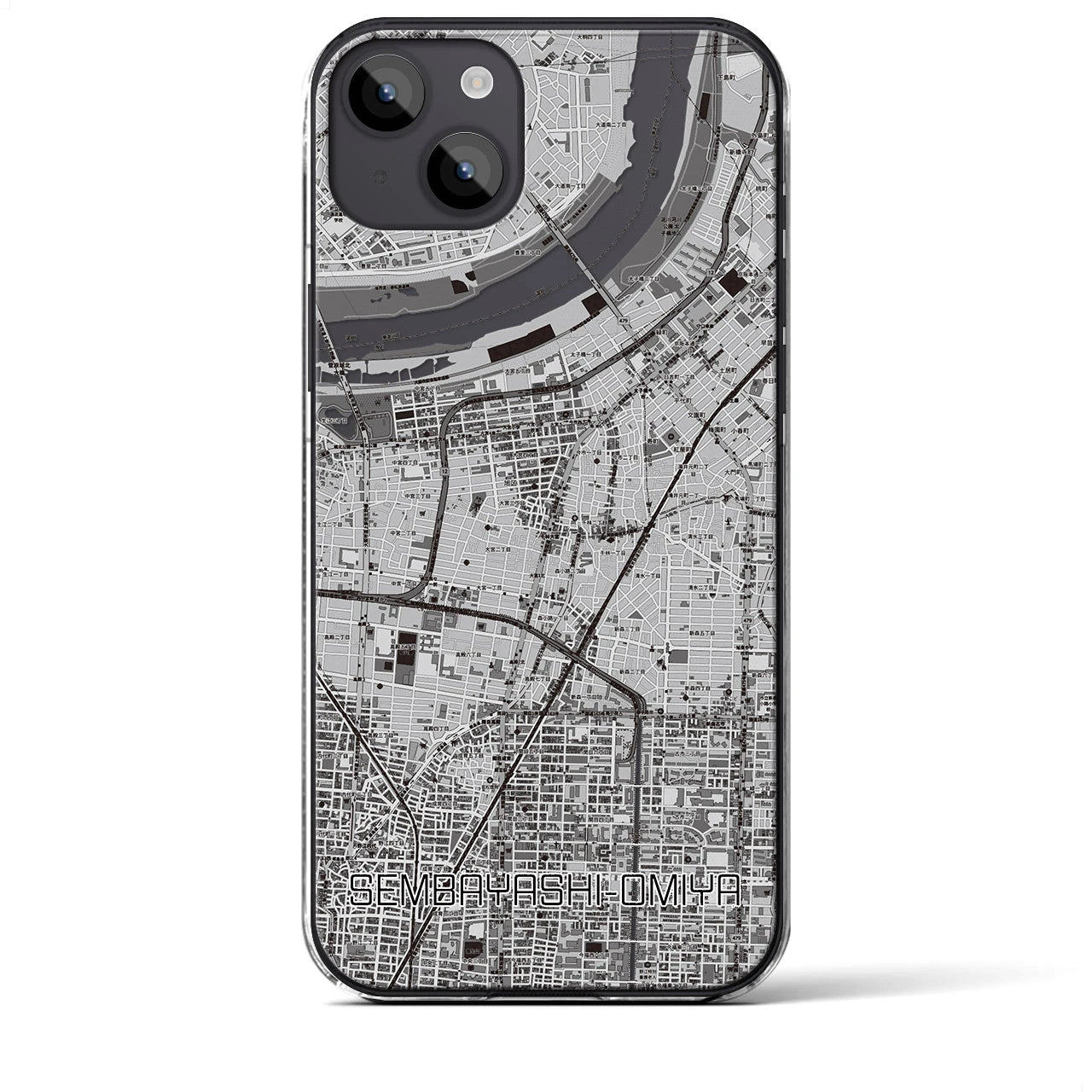 【千林大宮(大阪府)】地図柄iPhoneケース(クリアタイプ)