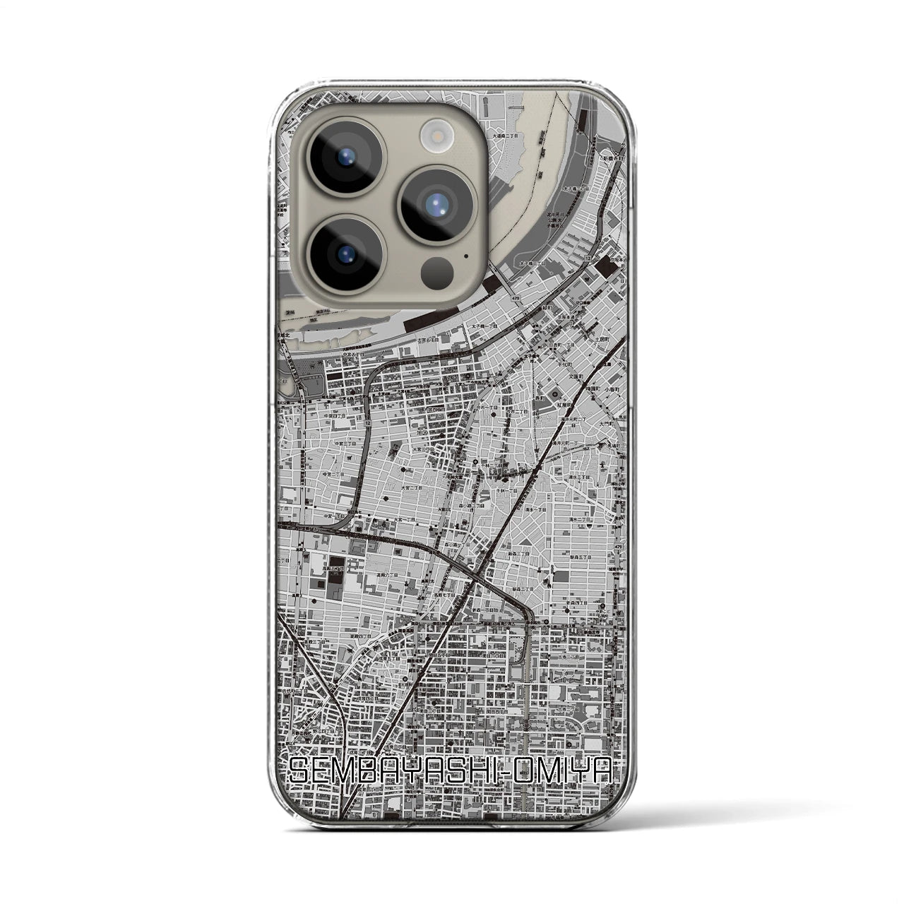 【千林大宮(大阪府)】地図柄iPhoneケース(クリアタイプ)