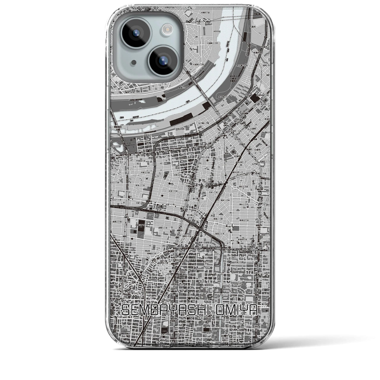 【千林大宮(大阪府)】地図柄iPhoneケース(クリアタイプ)