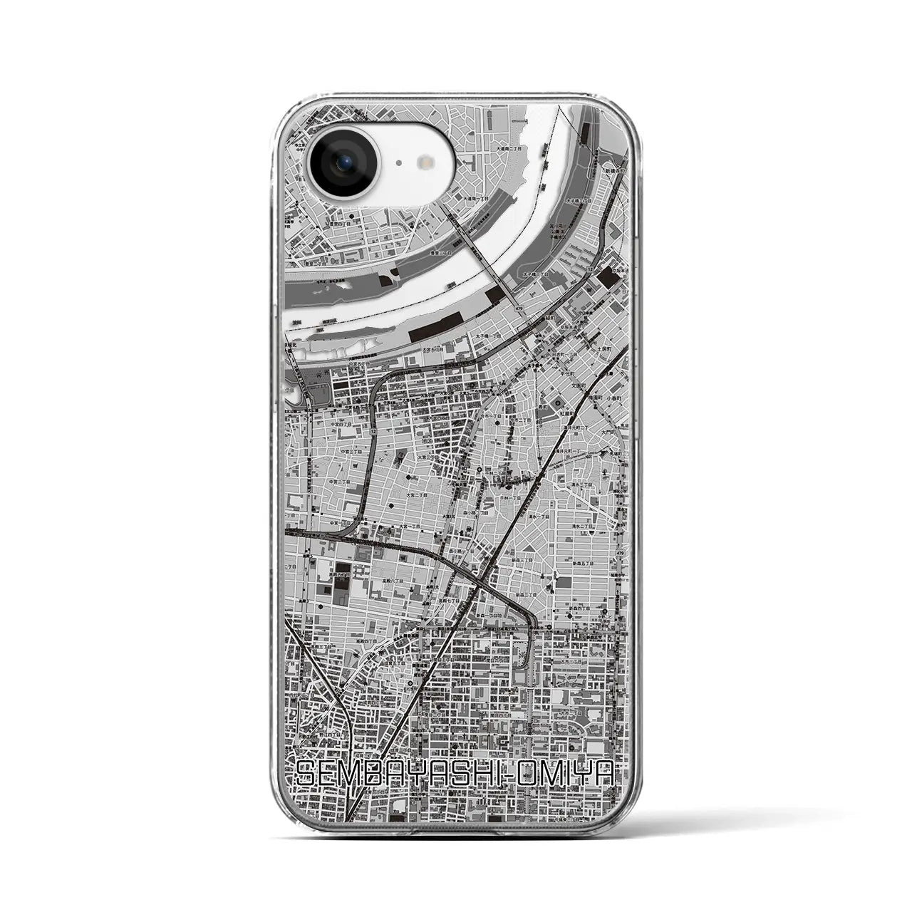 【千林大宮(大阪府)】地図柄iPhoneケース(クリアタイプ)