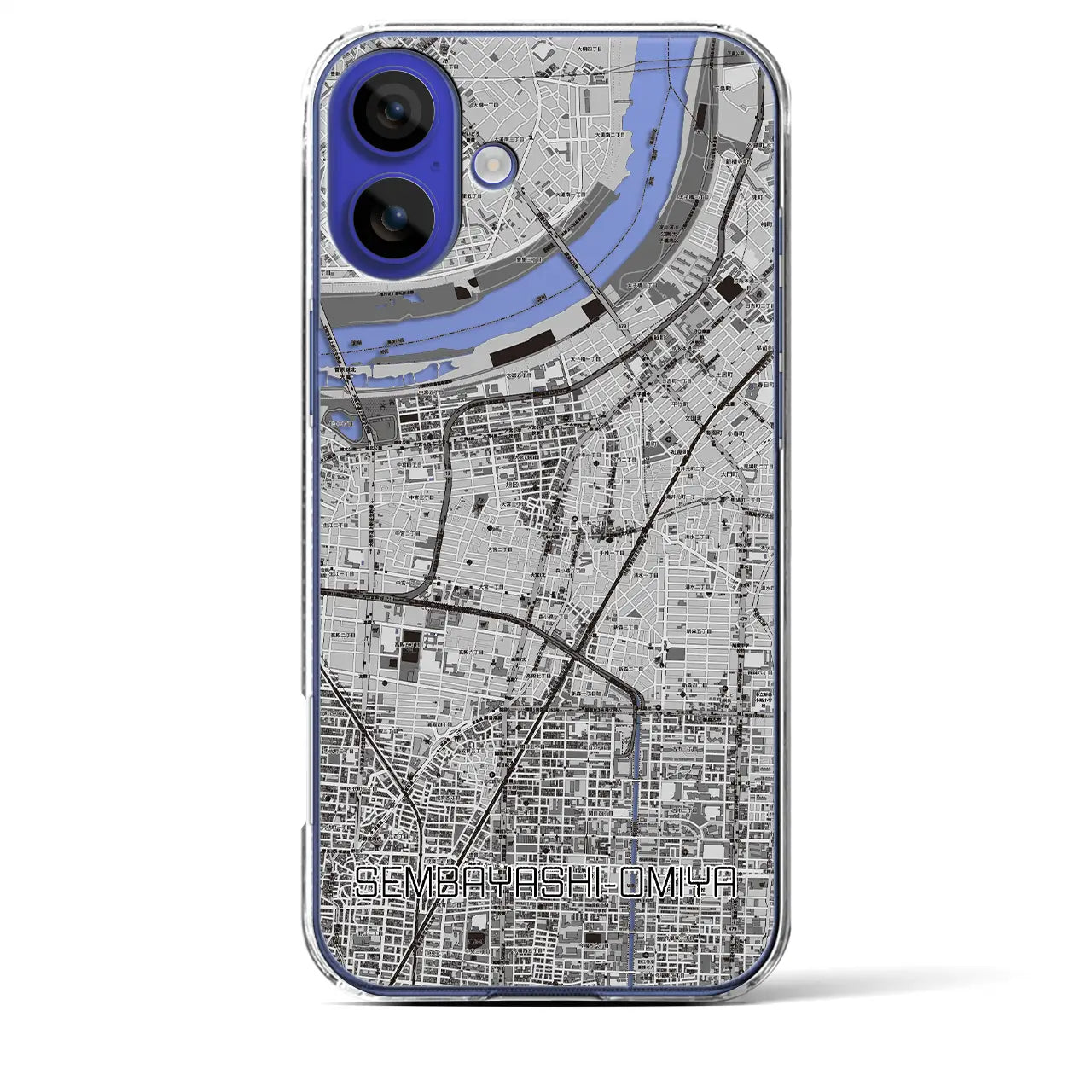 【千林大宮(大阪府)】地図柄iPhoneケース(クリアタイプ)