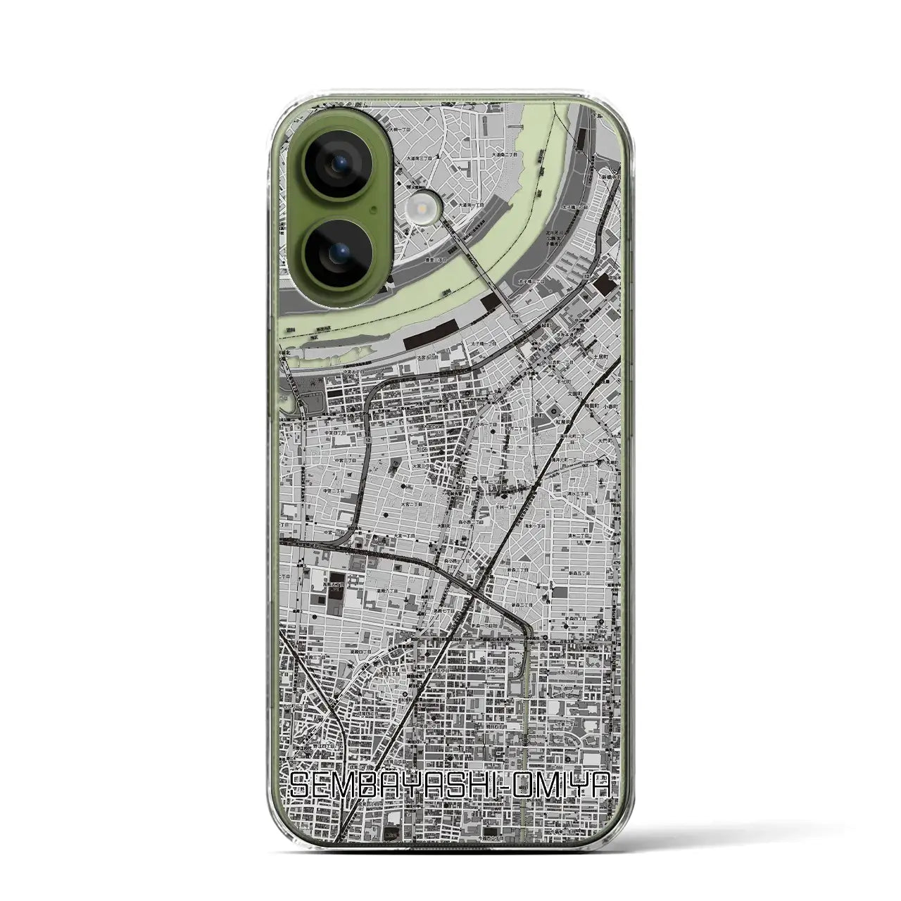 【千林大宮(大阪府)】地図柄iPhoneケース(クリアタイプ)