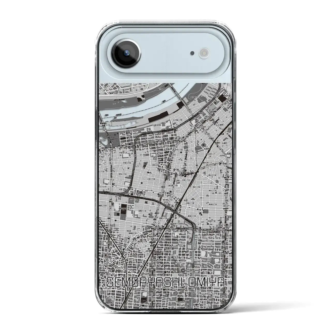 【千林大宮(大阪府)】地図柄iPhoneケース(クリアタイプ)