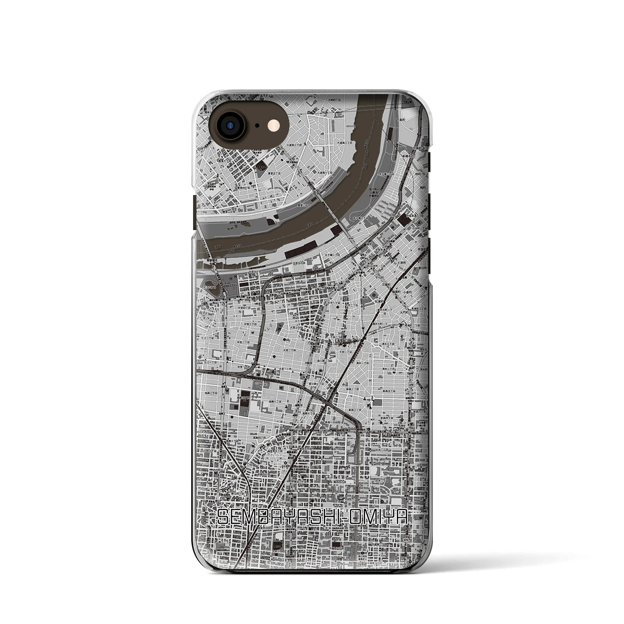 【千林大宮(大阪府)】地図柄iPhoneケース(クリアタイプ)