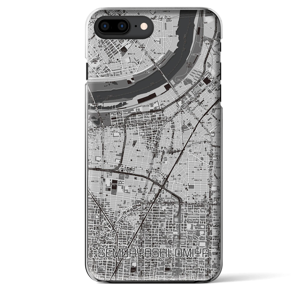 【千林大宮(大阪府)】地図柄iPhoneケース(クリアタイプ)