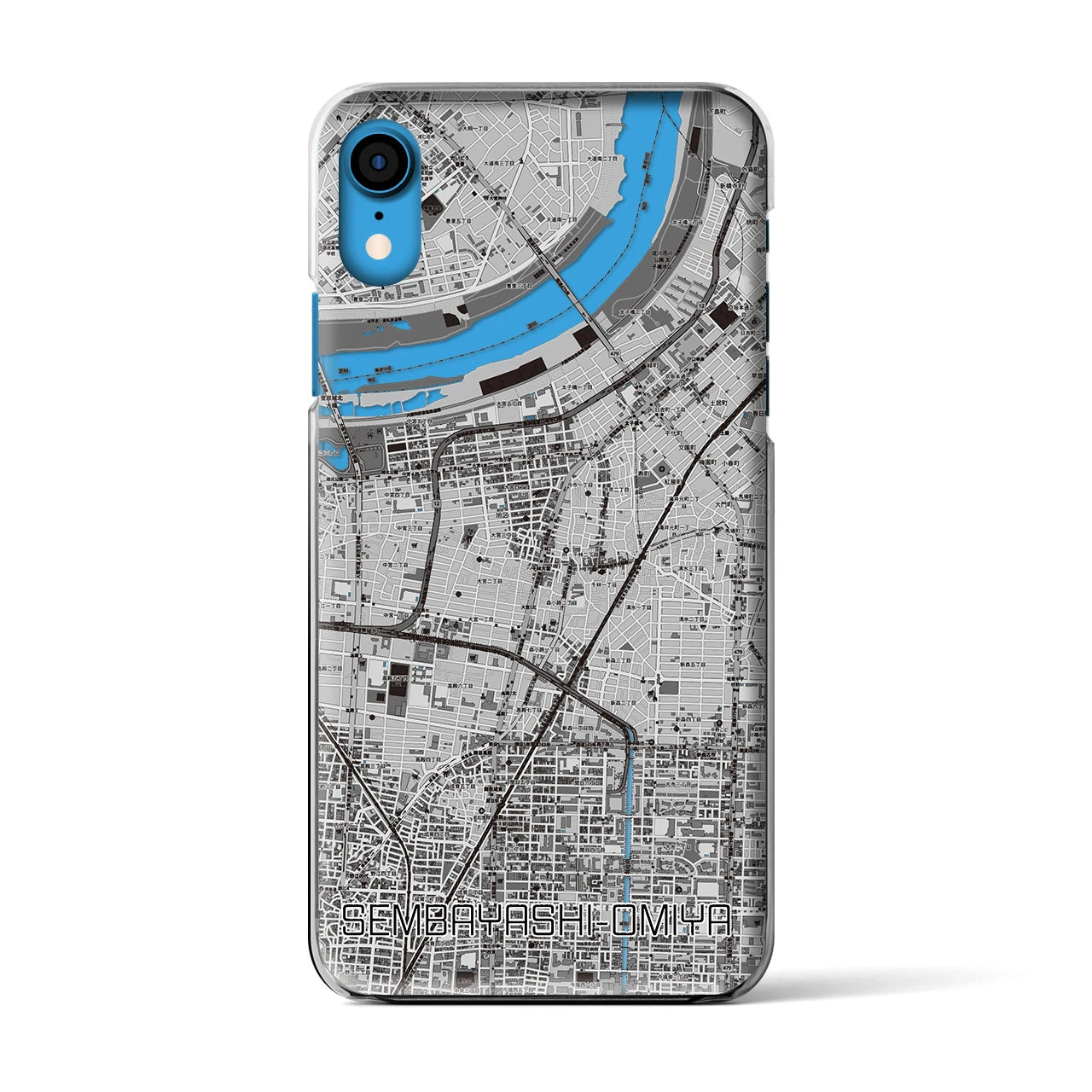 【千林大宮(大阪府)】地図柄iPhoneケース(クリアタイプ)