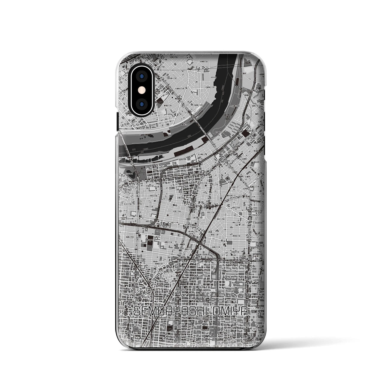 【千林大宮(大阪府)】地図柄iPhoneケース(クリアタイプ)