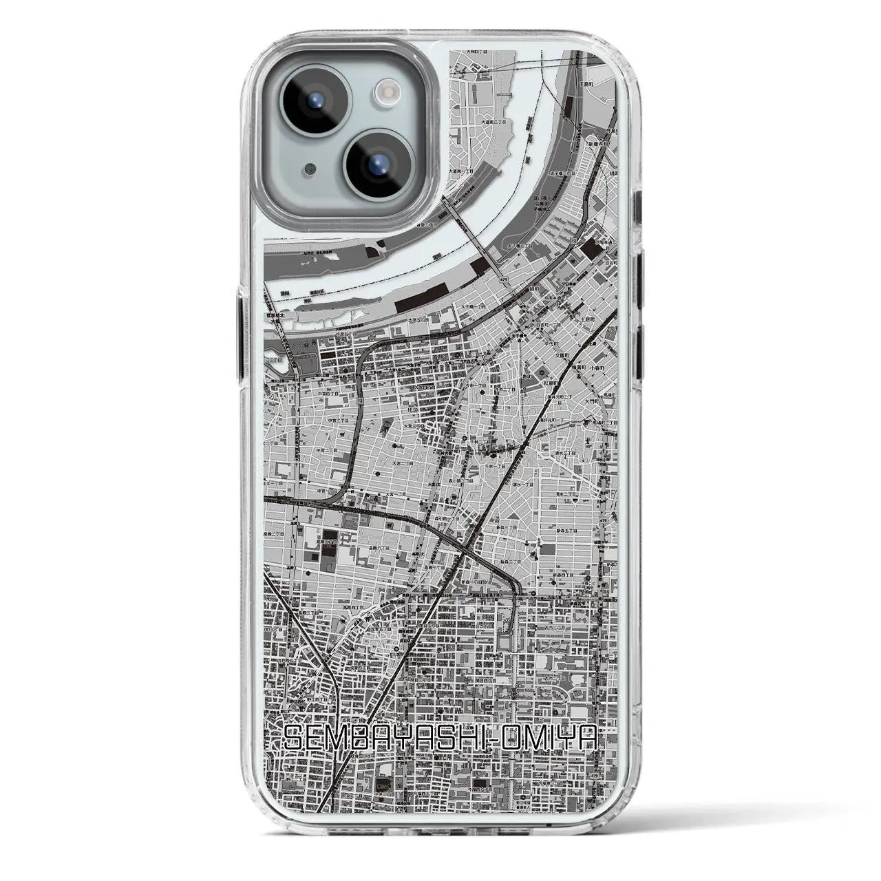 【千林大宮(大阪府)】地図柄iPhoneケース(MagSafeタイプ)