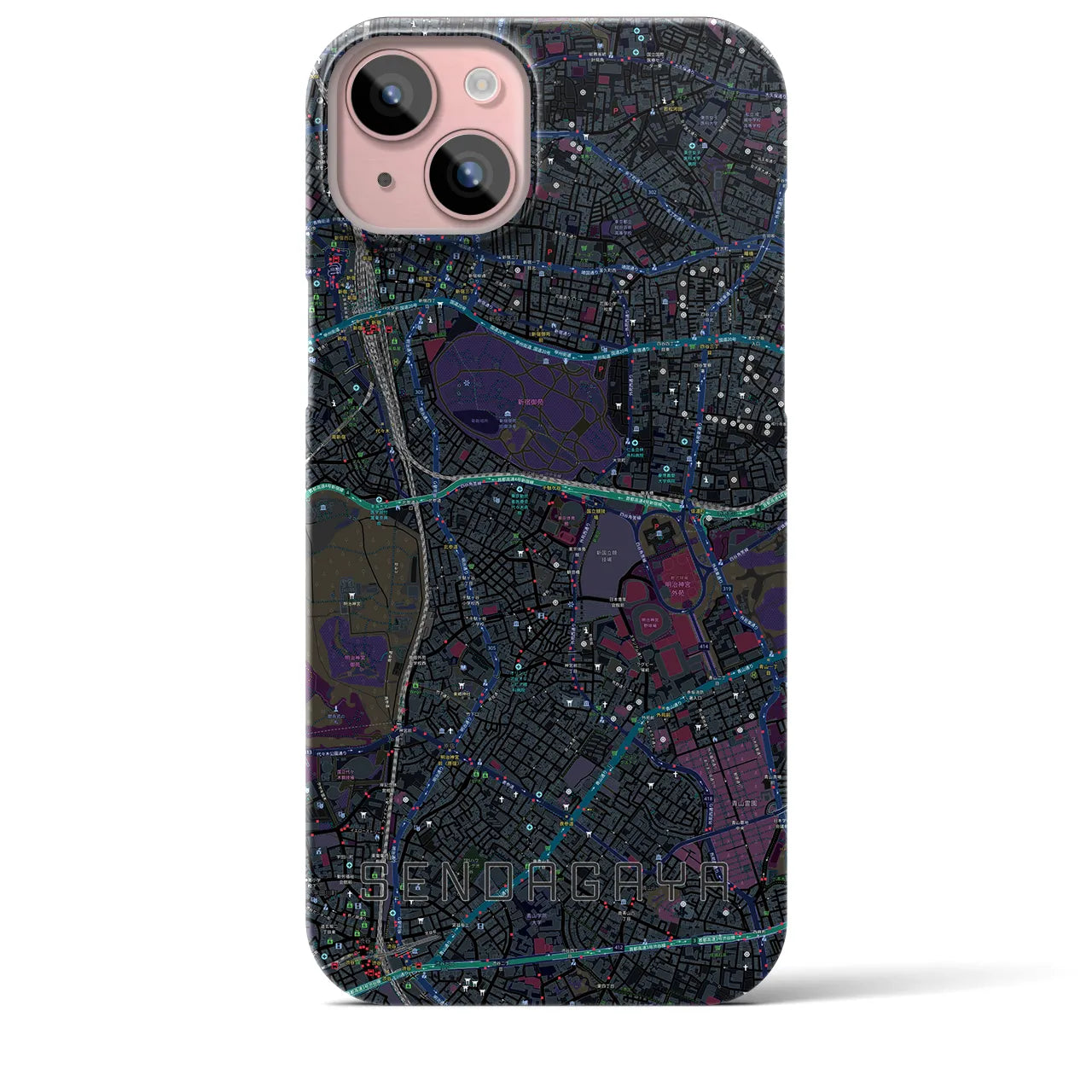 【千駄ケ谷(東京都)】地図柄iPhoneケース(バックカバータイプ)