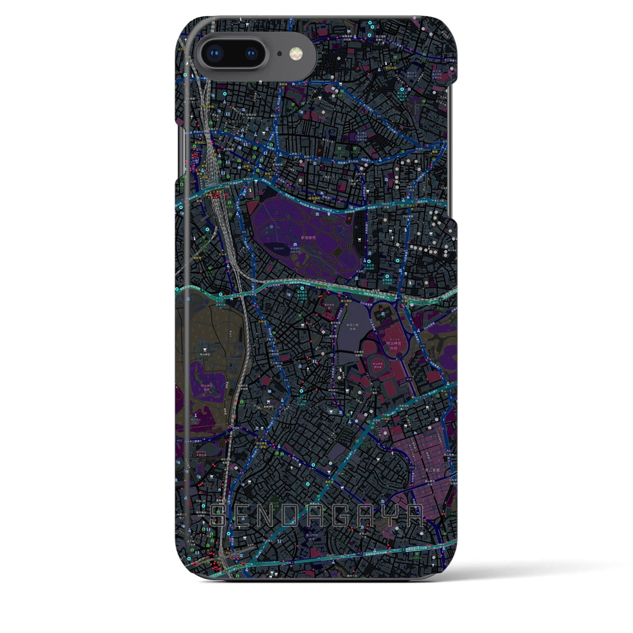 【千駄ケ谷(東京都)】地図柄iPhoneケース(バックカバータイプ)