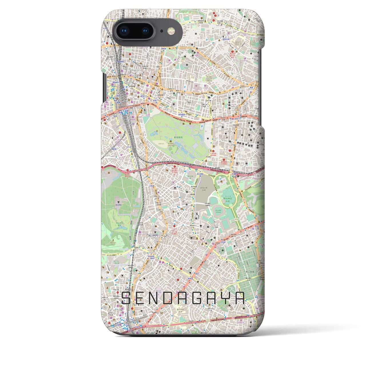 【千駄ケ谷(東京都)】地図柄iPhoneケース(バックカバータイプ)