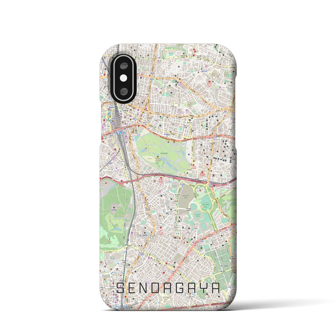 【千駄ケ谷(東京都)】地図柄iPhoneケース(バックカバータイプ)