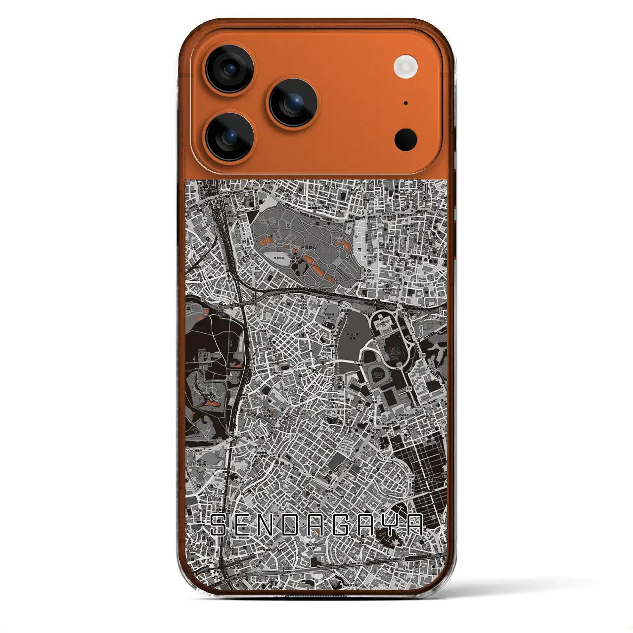 【千駄ケ谷(東京都)】地図柄iPhoneケース(クリアタイプ)モノトーン・iPhone 17 Pro Max 用