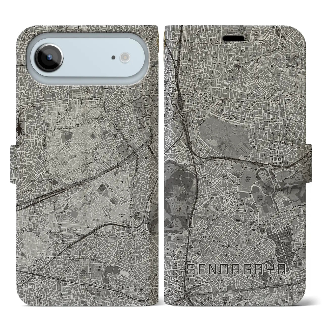 【千駄ケ谷(東京都)】地図柄iPhoneケース(手帳タイプ)