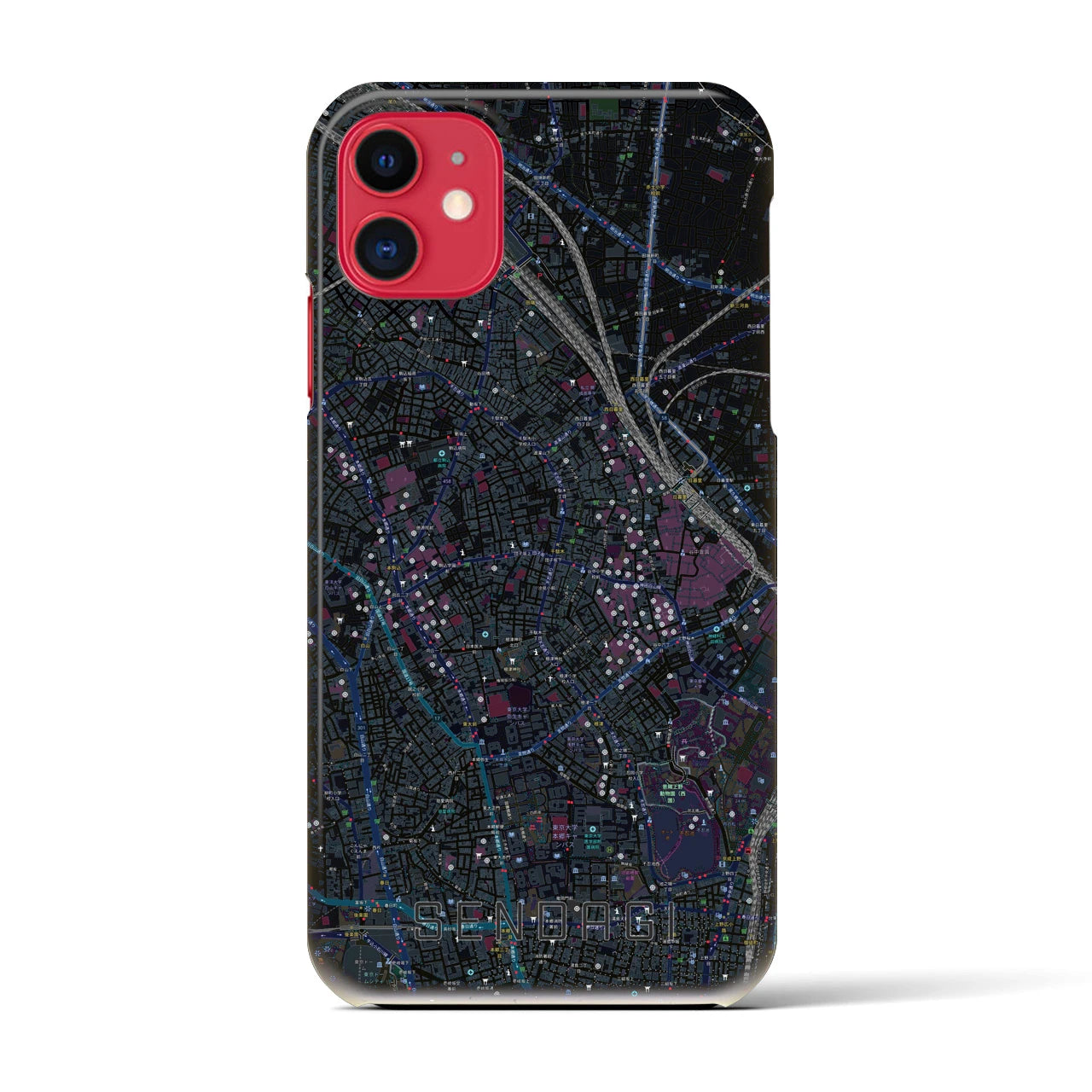 【千駄木(東京都)】地図柄iPhoneケース(バックカバータイプ)