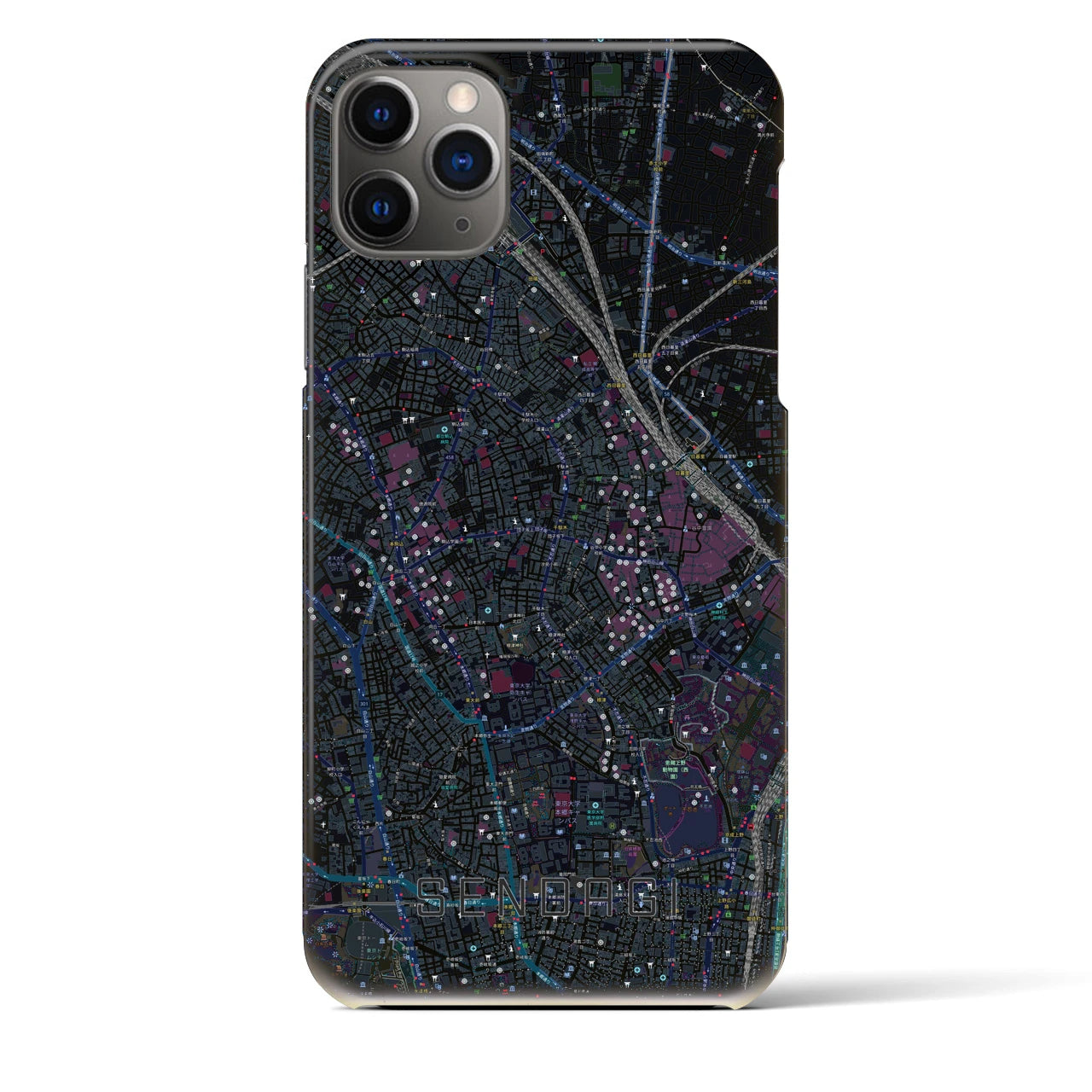 【千駄木(東京都)】地図柄iPhoneケース(バックカバータイプ)