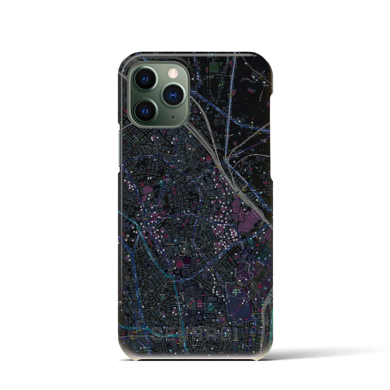 【千駄木(東京都)】地図柄iPhoneケース(バックカバータイプ)