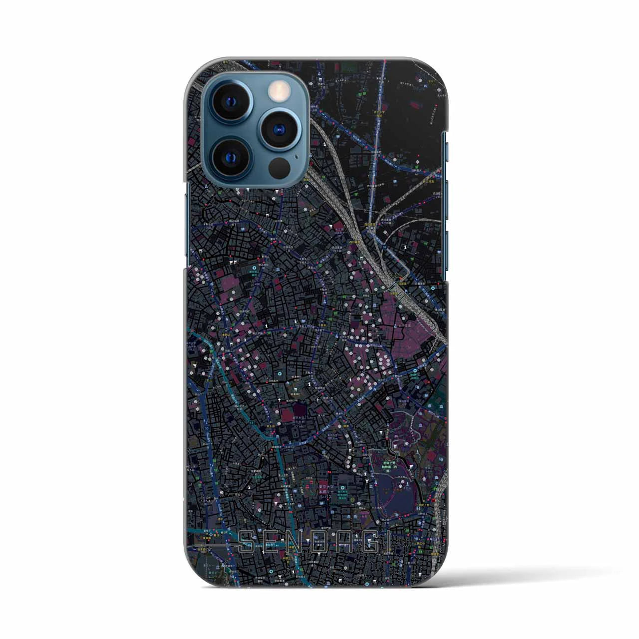 【千駄木(東京都)】地図柄iPhoneケース(バックカバータイプ)