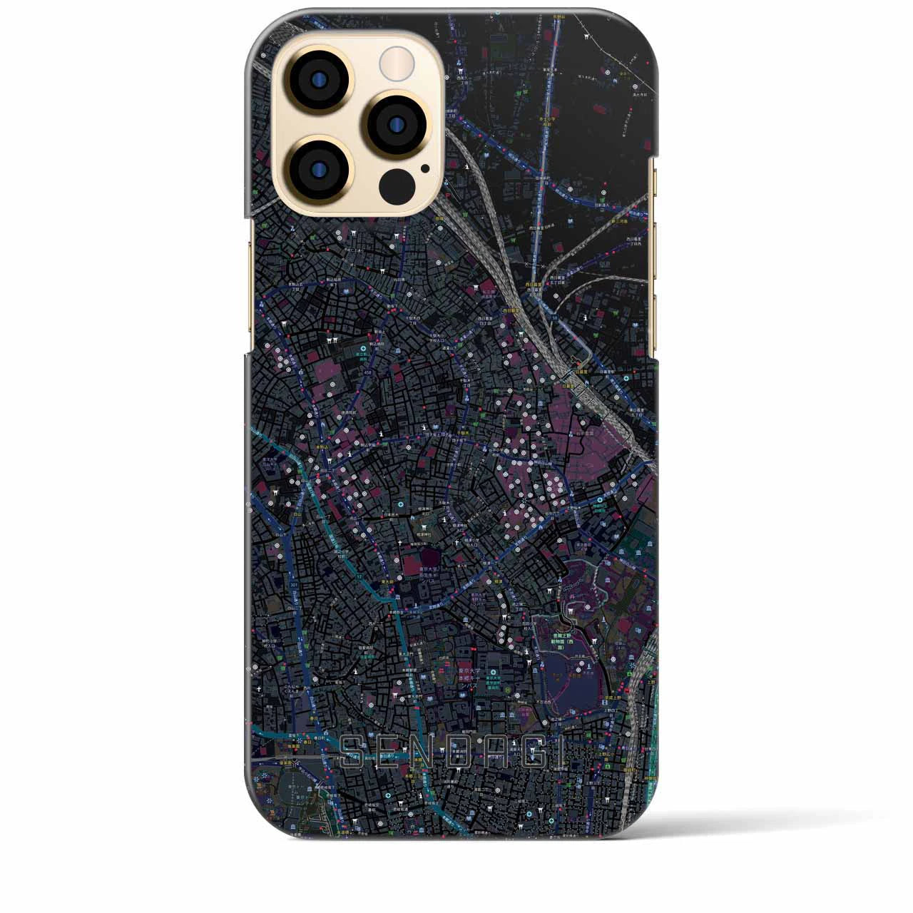 【千駄木(東京都)】地図柄iPhoneケース(バックカバータイプ)