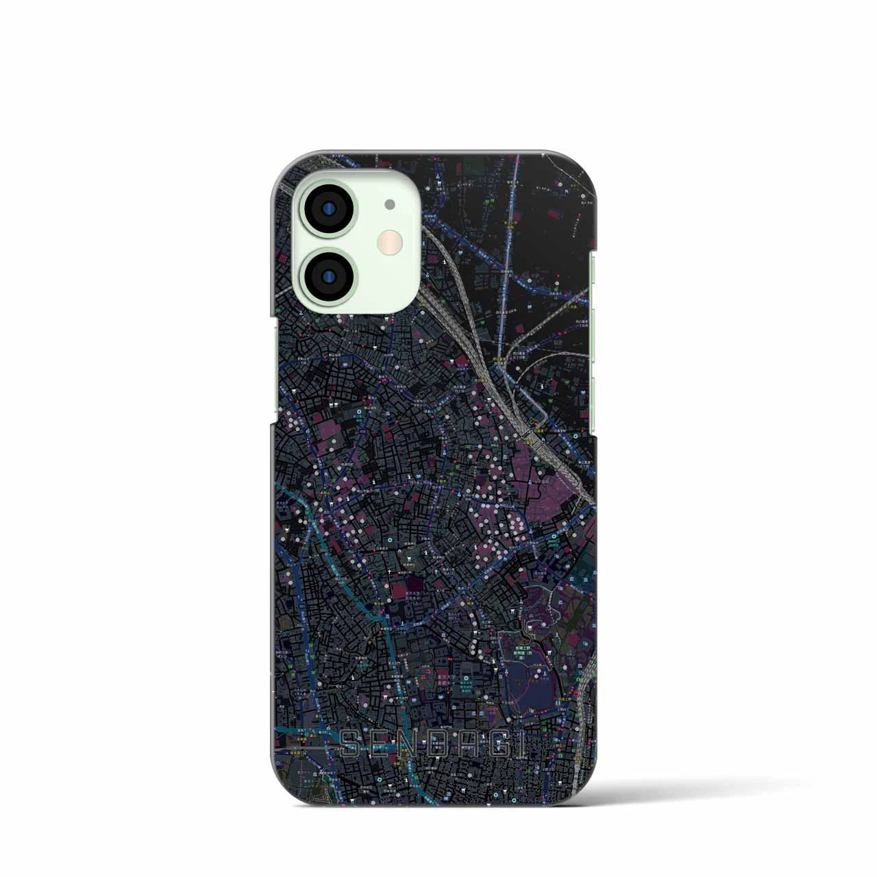 【千駄木(東京都)】地図柄iPhoneケース(バックカバータイプ)