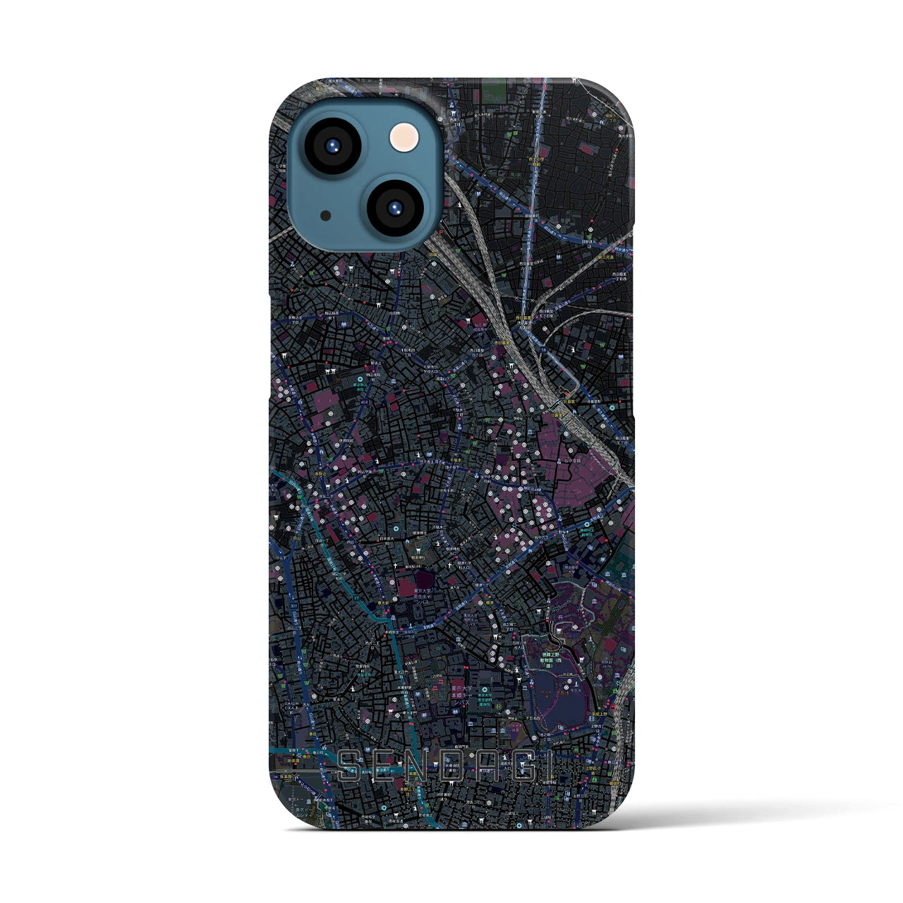 【千駄木(東京都)】地図柄iPhoneケース(バックカバータイプ)