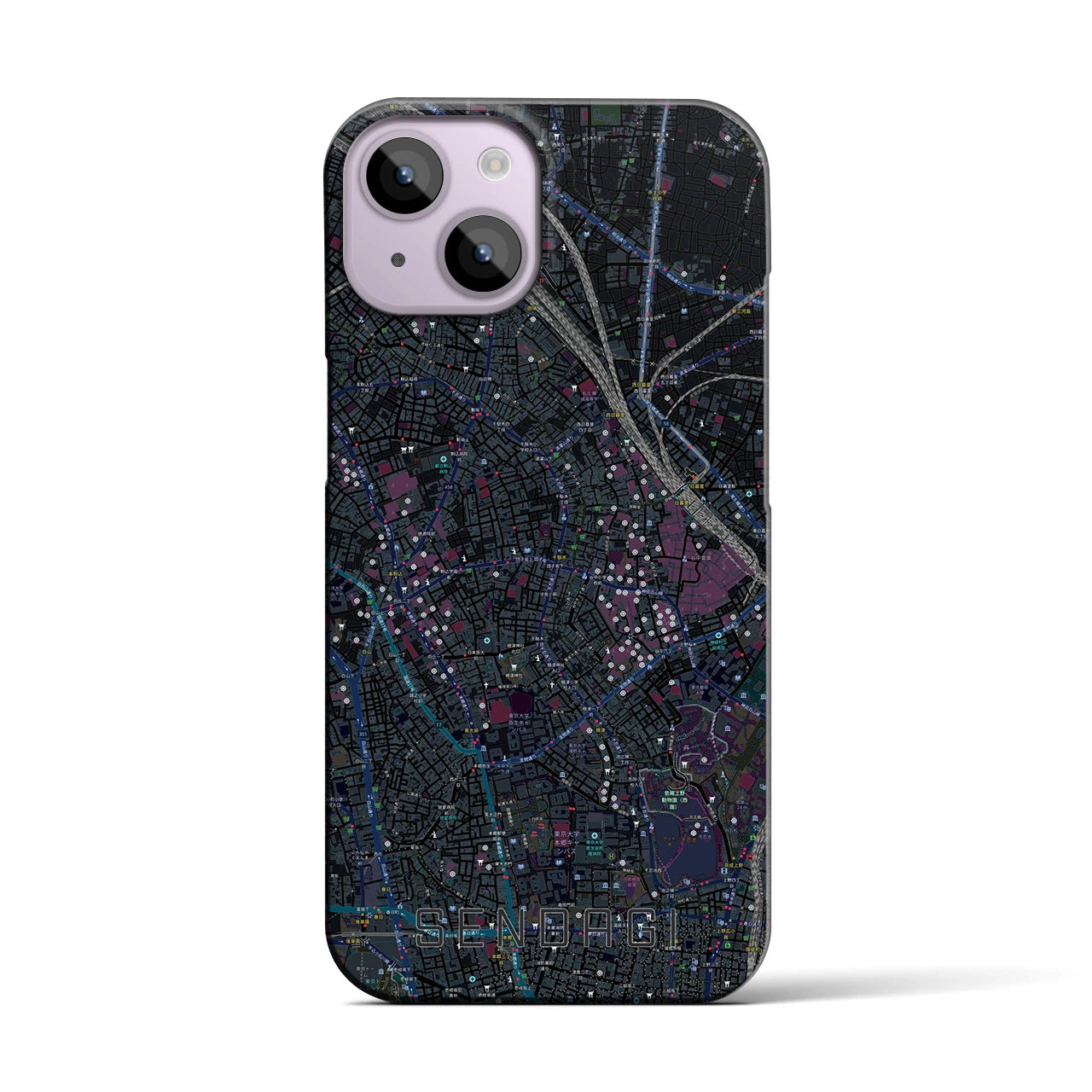 【千駄木(東京都)】地図柄iPhoneケース(バックカバータイプ)