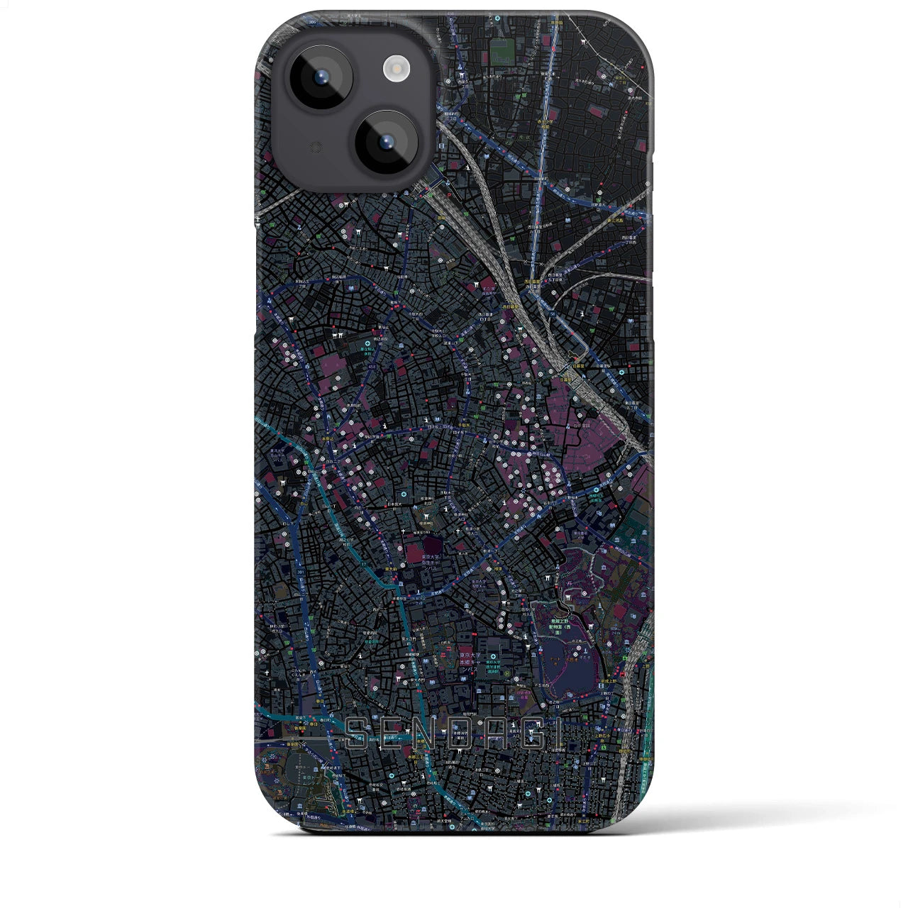 【千駄木(東京都)】地図柄iPhoneケース(バックカバータイプ)