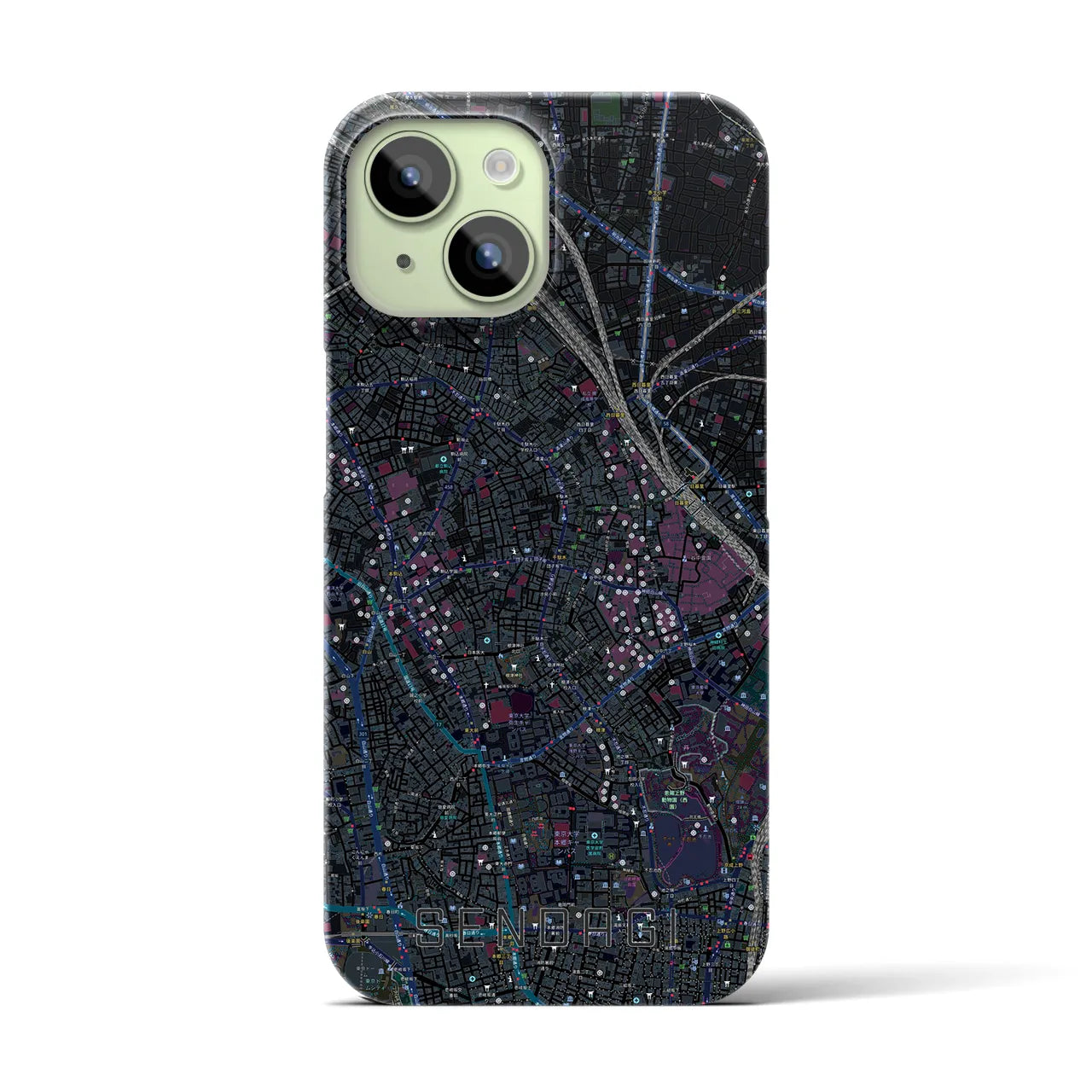 【千駄木(東京都)】地図柄iPhoneケース(バックカバータイプ)