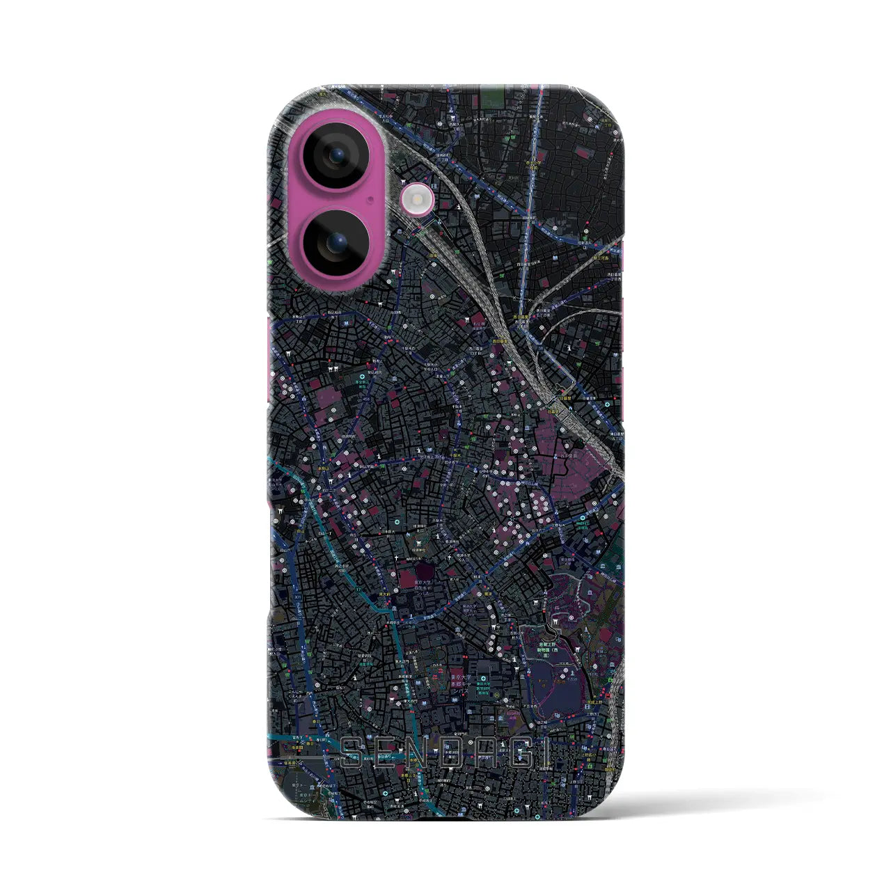 【千駄木(東京都)】地図柄iPhoneケース(バックカバータイプ)