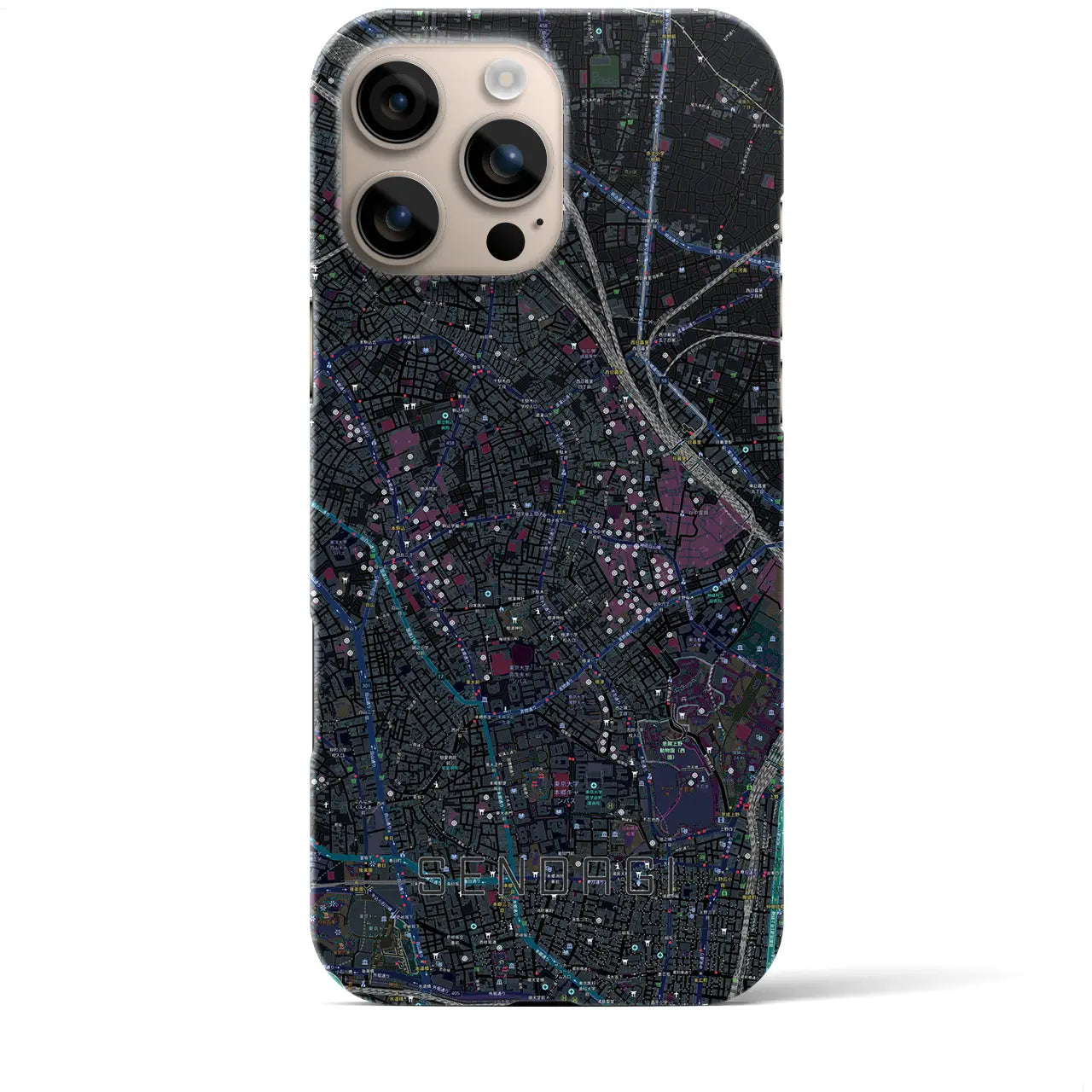 【千駄木(東京都)】地図柄iPhoneケース(バックカバータイプ)