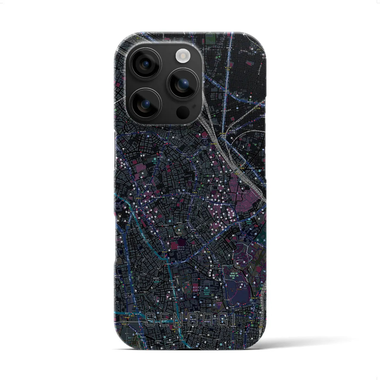 【千駄木(東京都)】地図柄iPhoneケース(バックカバータイプ)