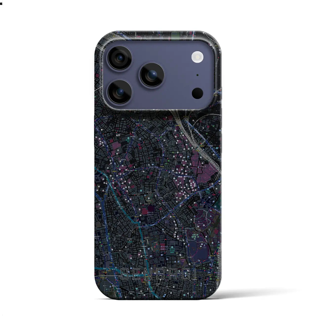 【千駄木(東京都)】地図柄iPhoneケース(バックカバータイプ)