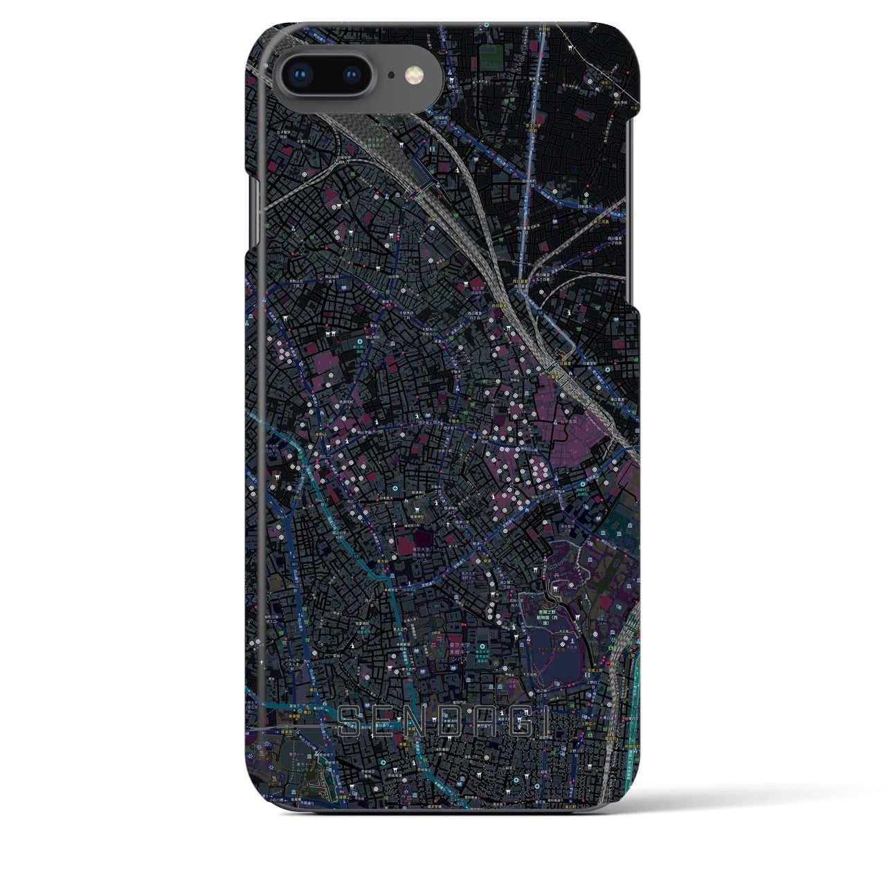 【千駄木(東京都)】地図柄iPhoneケース(バックカバータイプ)