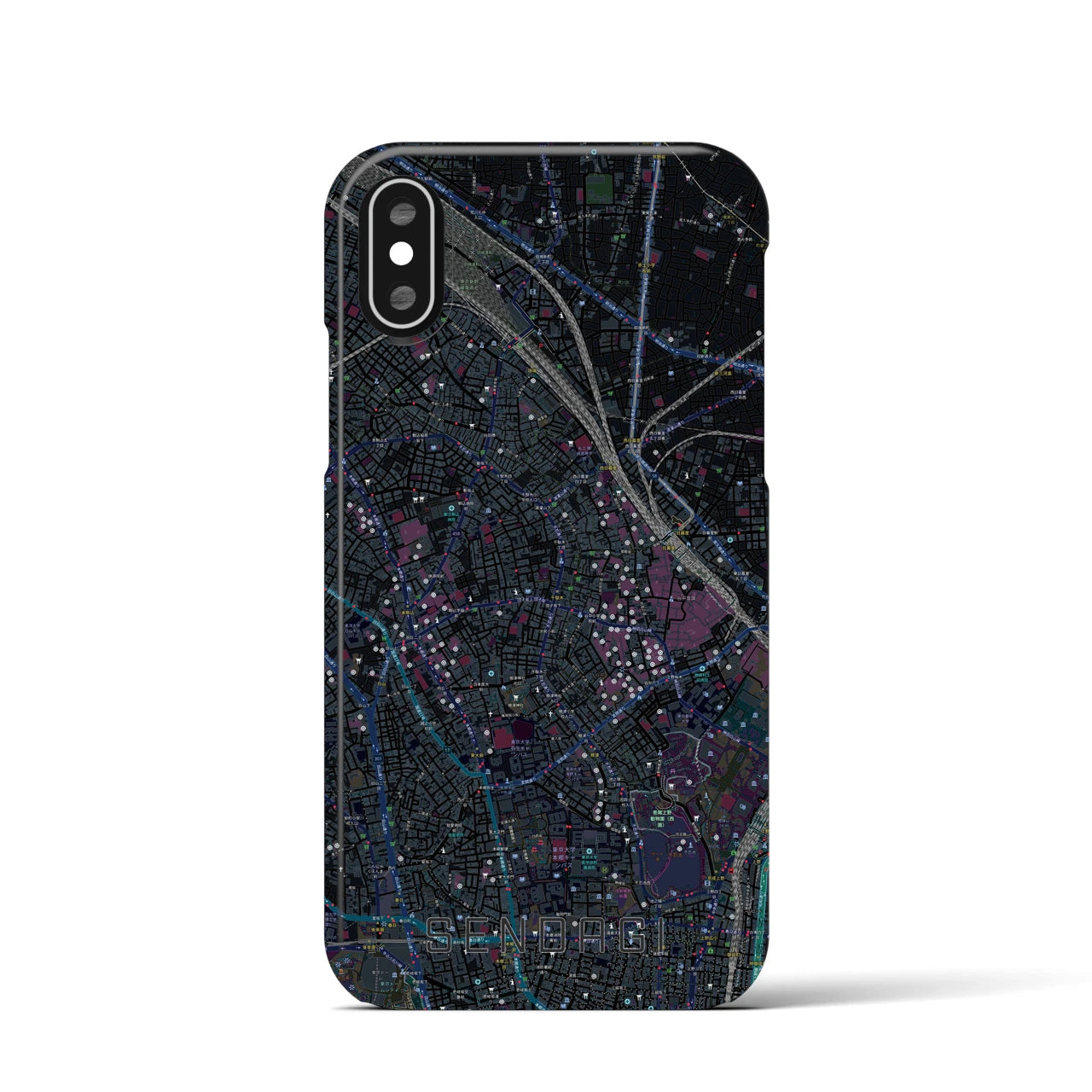 【千駄木(東京都)】地図柄iPhoneケース(バックカバータイプ)