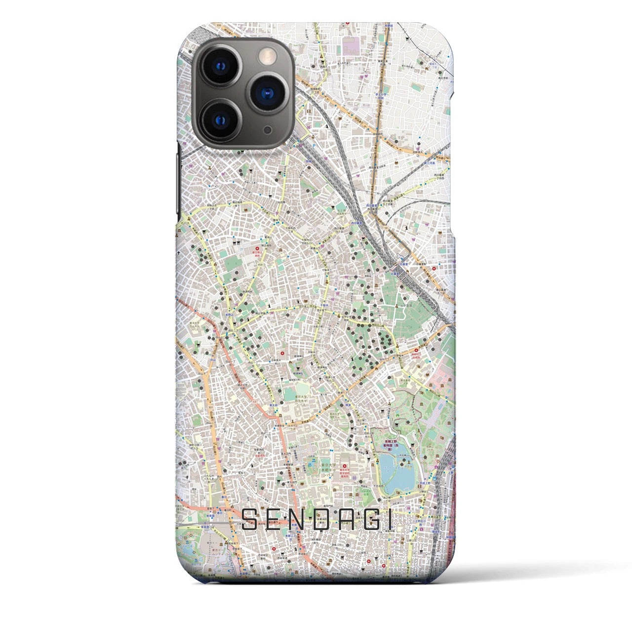 【千駄木(東京都)】地図柄iPhoneケース(バックカバータイプ)