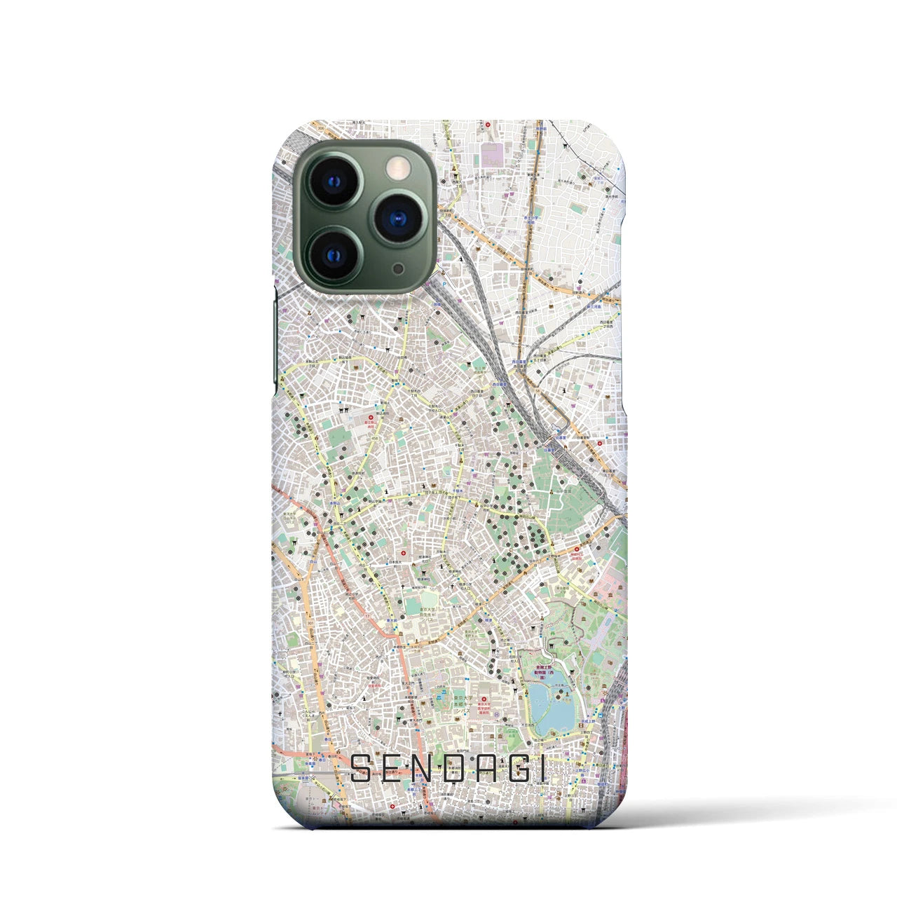 【千駄木(東京都)】地図柄iPhoneケース(バックカバータイプ)