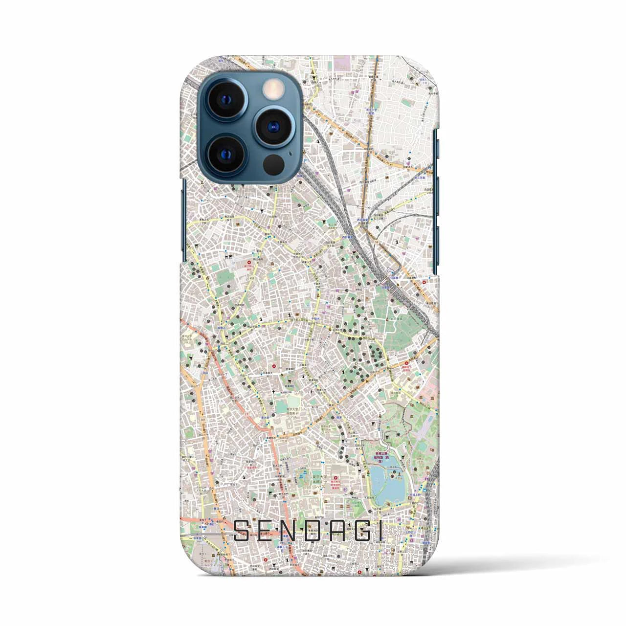 【千駄木(東京都)】地図柄iPhoneケース(バックカバータイプ)
