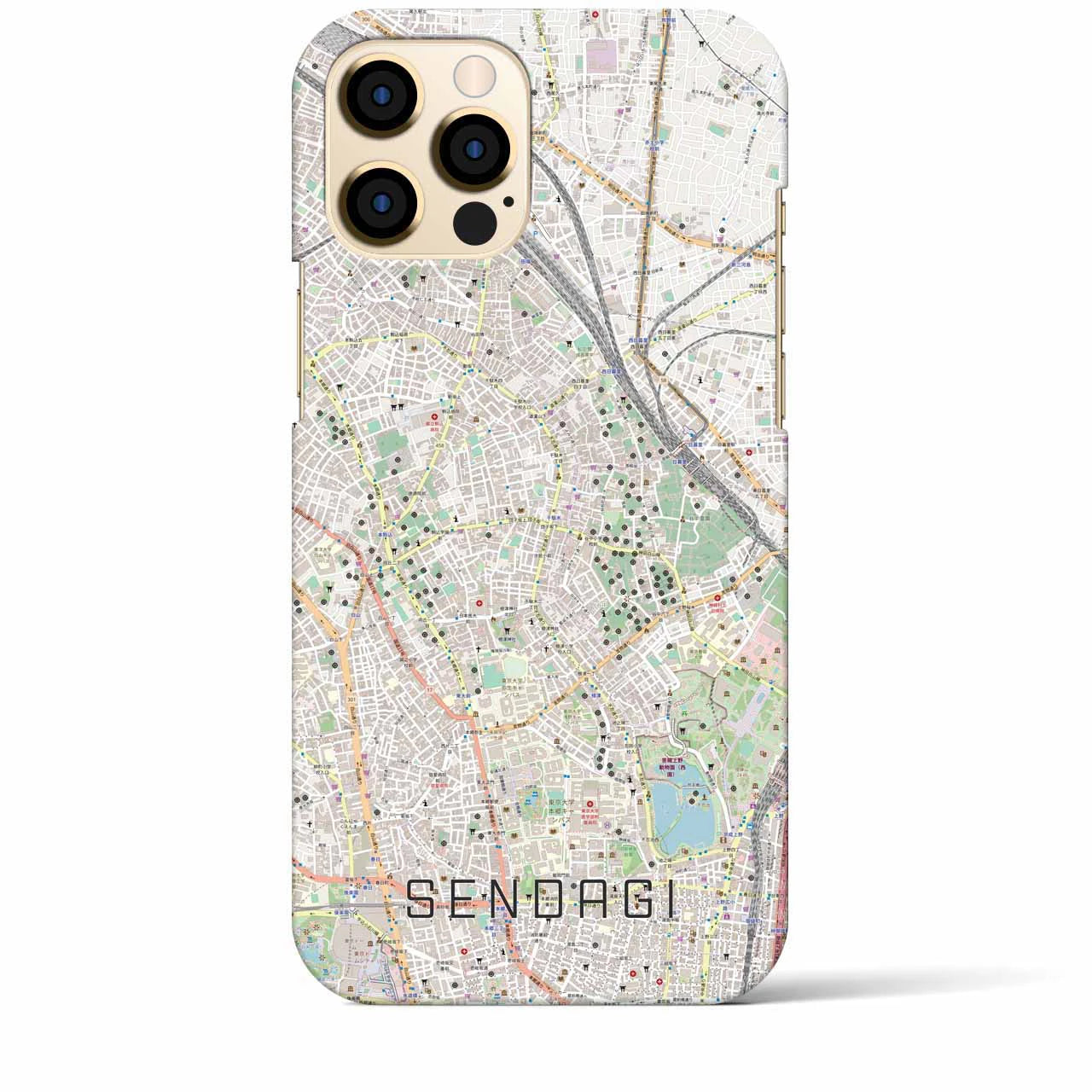 【千駄木(東京都)】地図柄iPhoneケース(バックカバータイプ)