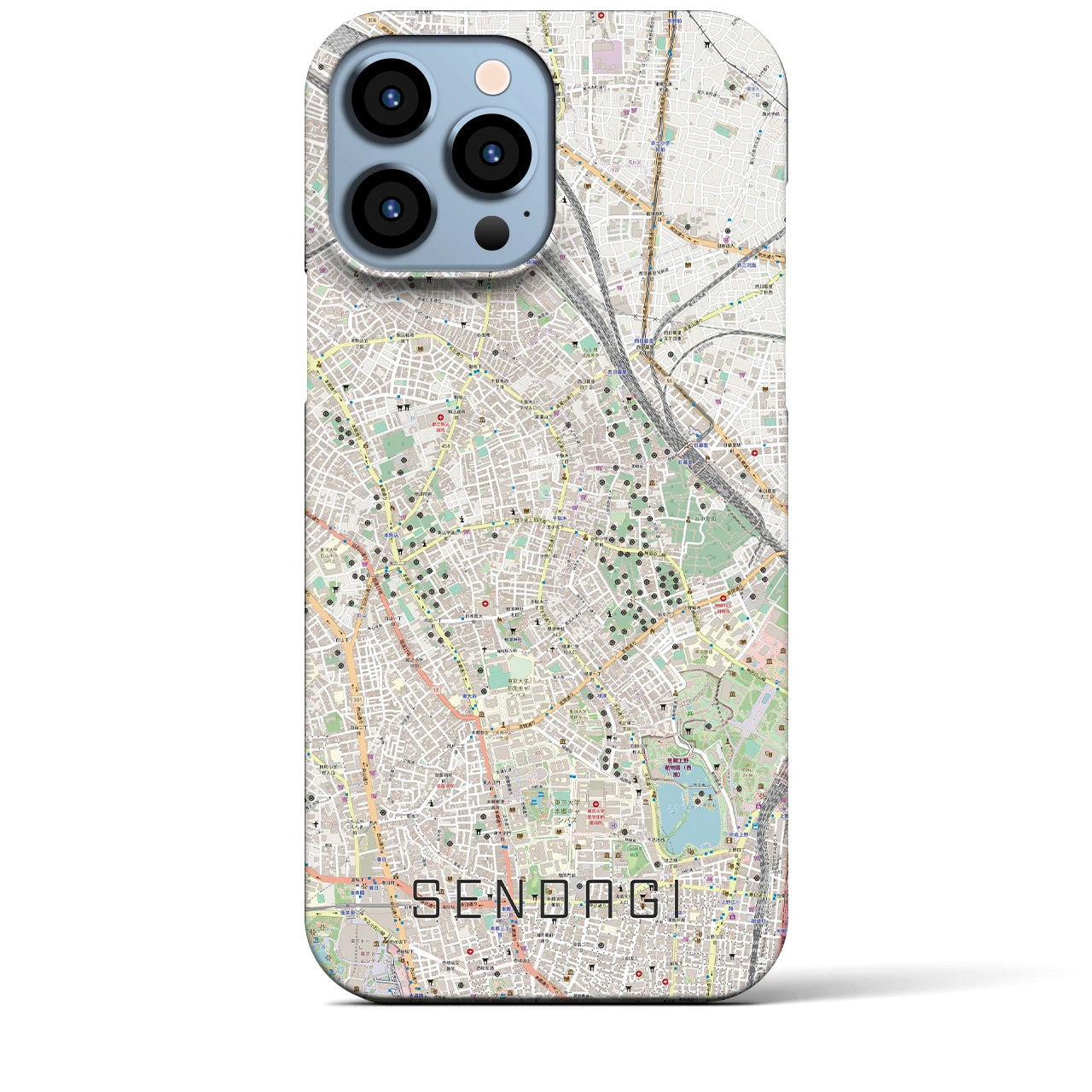 【千駄木(東京都)】地図柄iPhoneケース(バックカバータイプ)