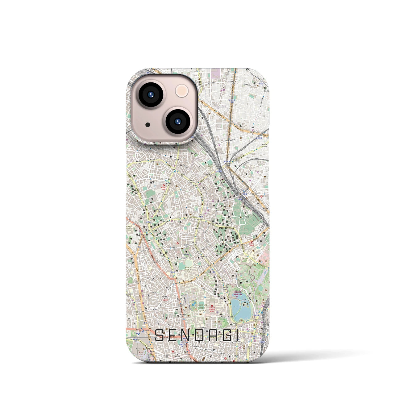 【千駄木(東京都)】地図柄iPhoneケース(バックカバータイプ)