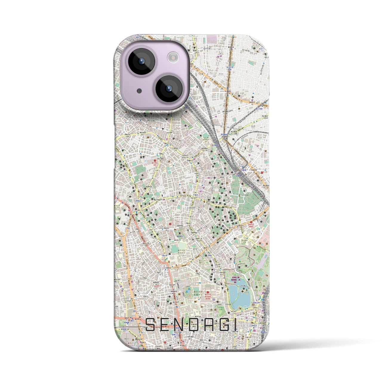 【千駄木(東京都)】地図柄iPhoneケース(バックカバータイプ)